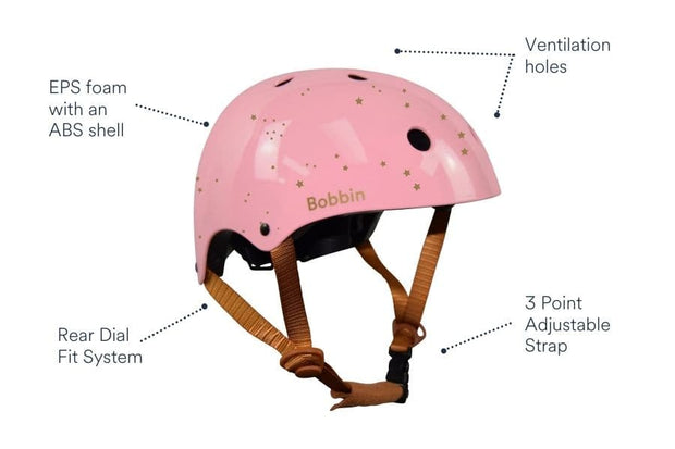 Starling Bike Helmet Pink with Golden Stars Accessories Bobbin Bicycles Ltd   