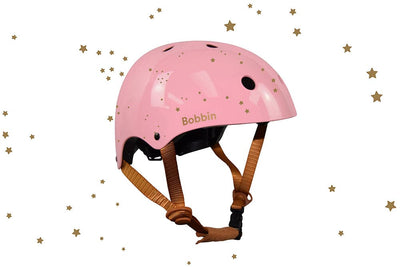 Starling Bike Helmet Pink with Golden Stars Accessories Bobbin Bicycles Ltd   